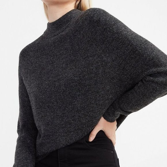 Express Sweaters - NWT‎ EXPRESS Dark Grey Mock Neck Tunic Sweater Sz XS